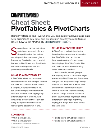 Download our Excel PivotTables and PivotCharts Cheat Sheet